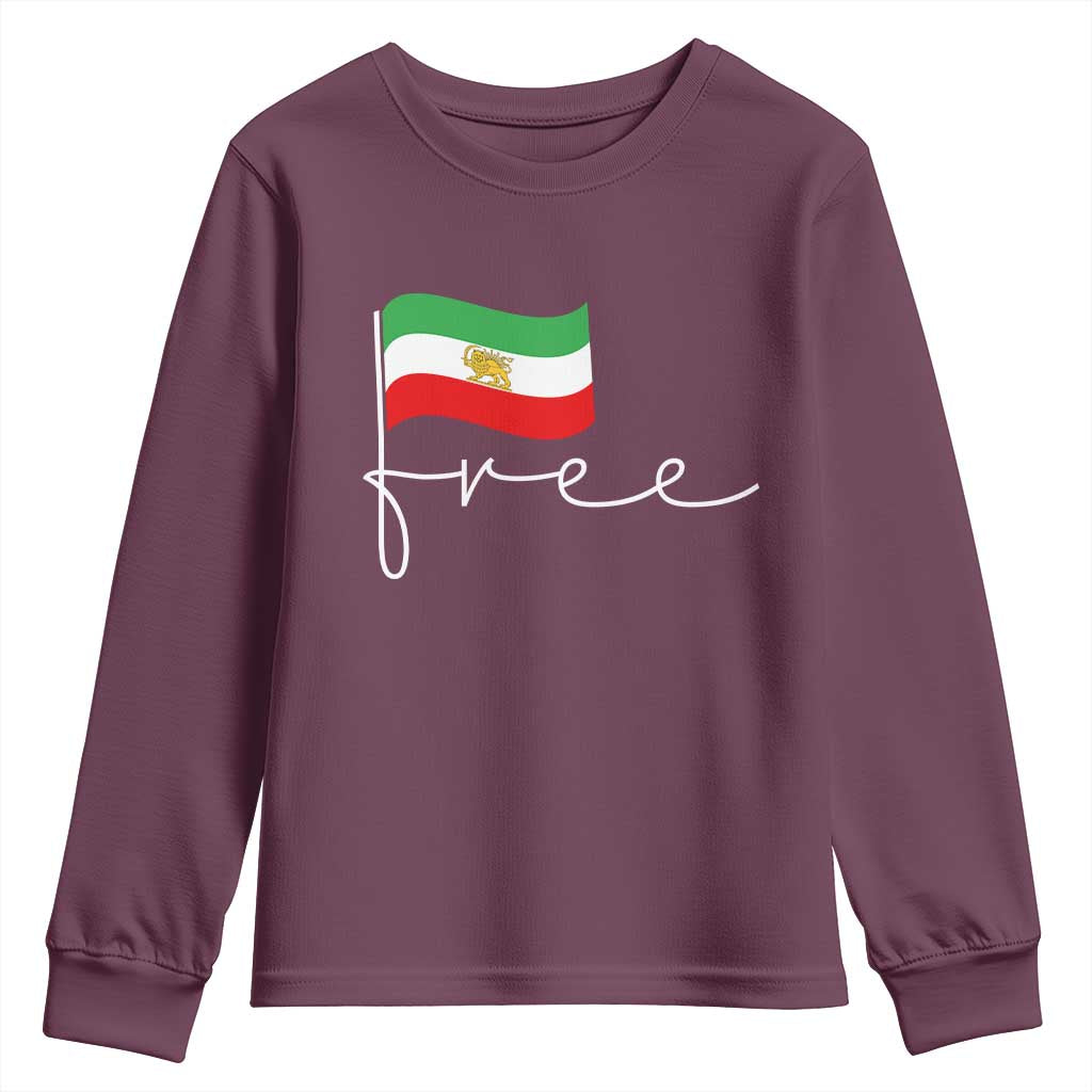 Free Iran Persian Flag Youth Sweatshirt Iranian Freedom Supporters Revolution