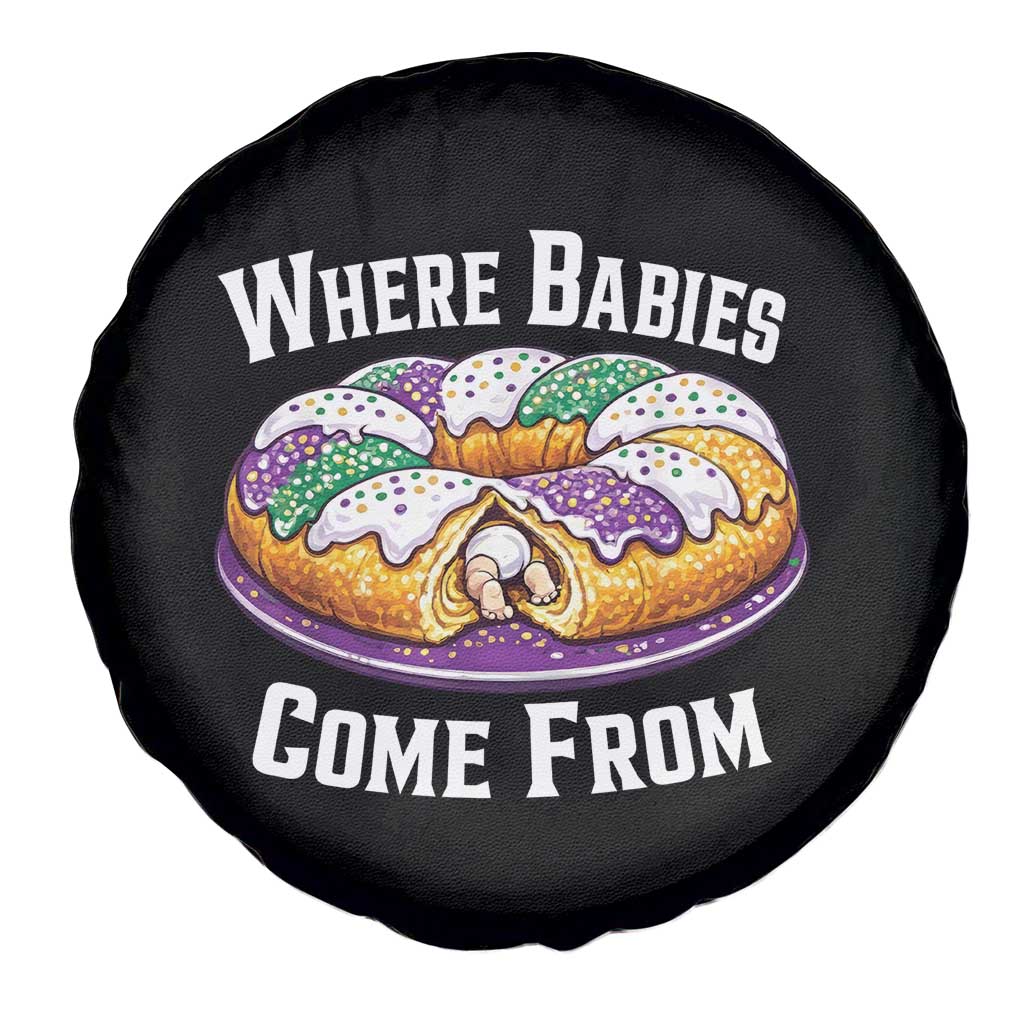 Funny Mardi Gras King Cake Spare Tire Cover Where Babies Come From Louisiana Humor
