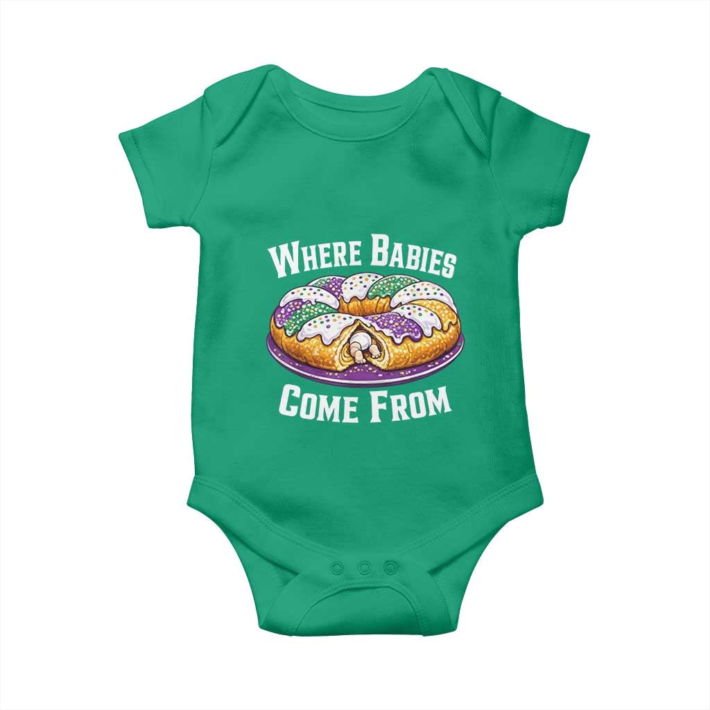Funny Mardi Gras King Cake Baby Onesie Where Babies Come From Louisiana Humor