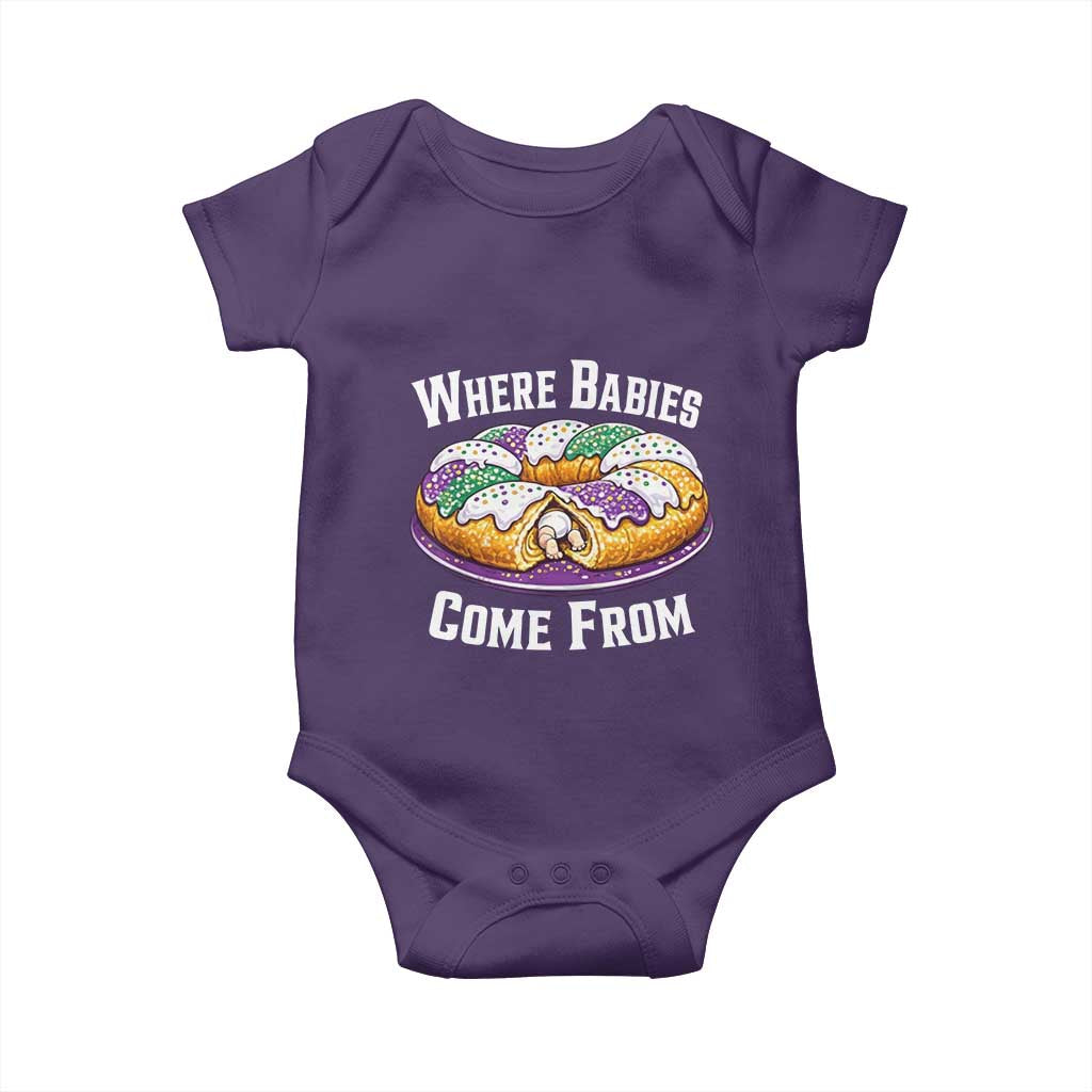 Funny Mardi Gras King Cake Baby Onesie Where Babies Come From Louisiana Humor