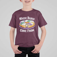 Funny Mardi Gras King Cake T Shirt For Kid Where Babies Come From Louisiana Humor