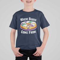 Funny Mardi Gras King Cake T Shirt For Kid Where Babies Come From Louisiana Humor