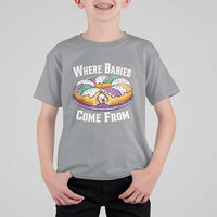 Funny Mardi Gras King Cake T Shirt For Kid Where Babies Come From Louisiana Humor