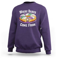 Funny Mardi Gras King Cake Sweatshirt Where Babies Come From Louisiana Humor