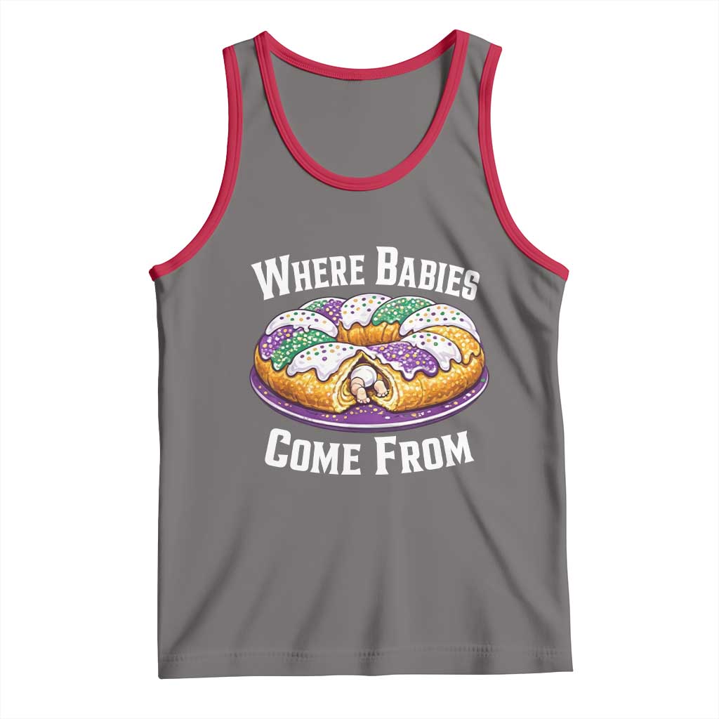 Funny Mardi Gras King Cake Tank Top Where Babies Come From Louisiana Humor