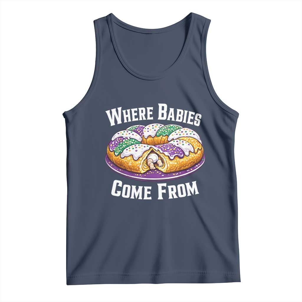 Funny Mardi Gras King Cake Tank Top Where Babies Come From Louisiana Humor