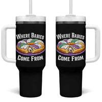 Funny Mardi Gras King Cake Tumbler With Handle Where Babies Come From Louisiana Humor