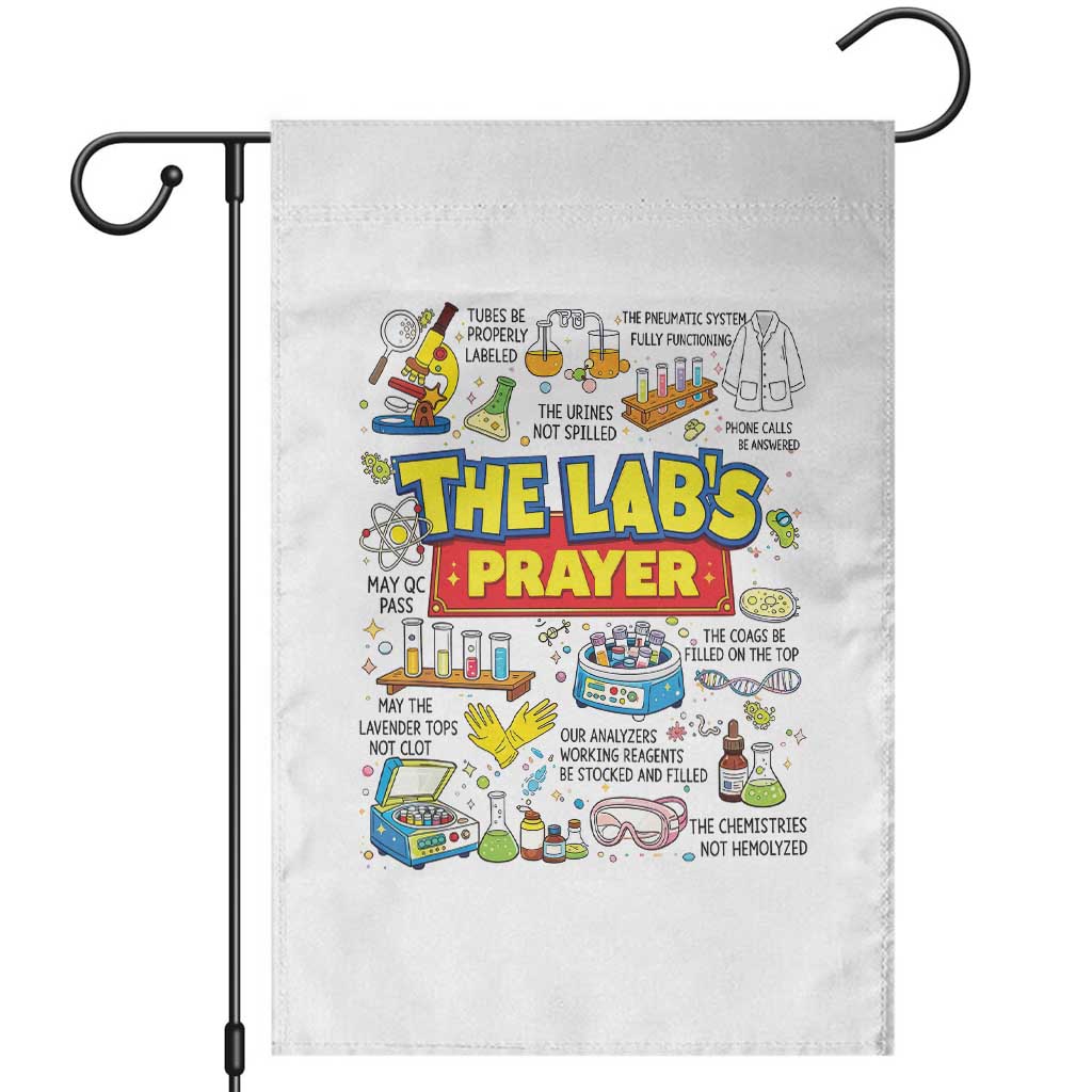 The Lab’s Prayer Funny Lab Week 2026 Garden Flag Medical Laboratory Scientist Humor Gift for Lab Techs