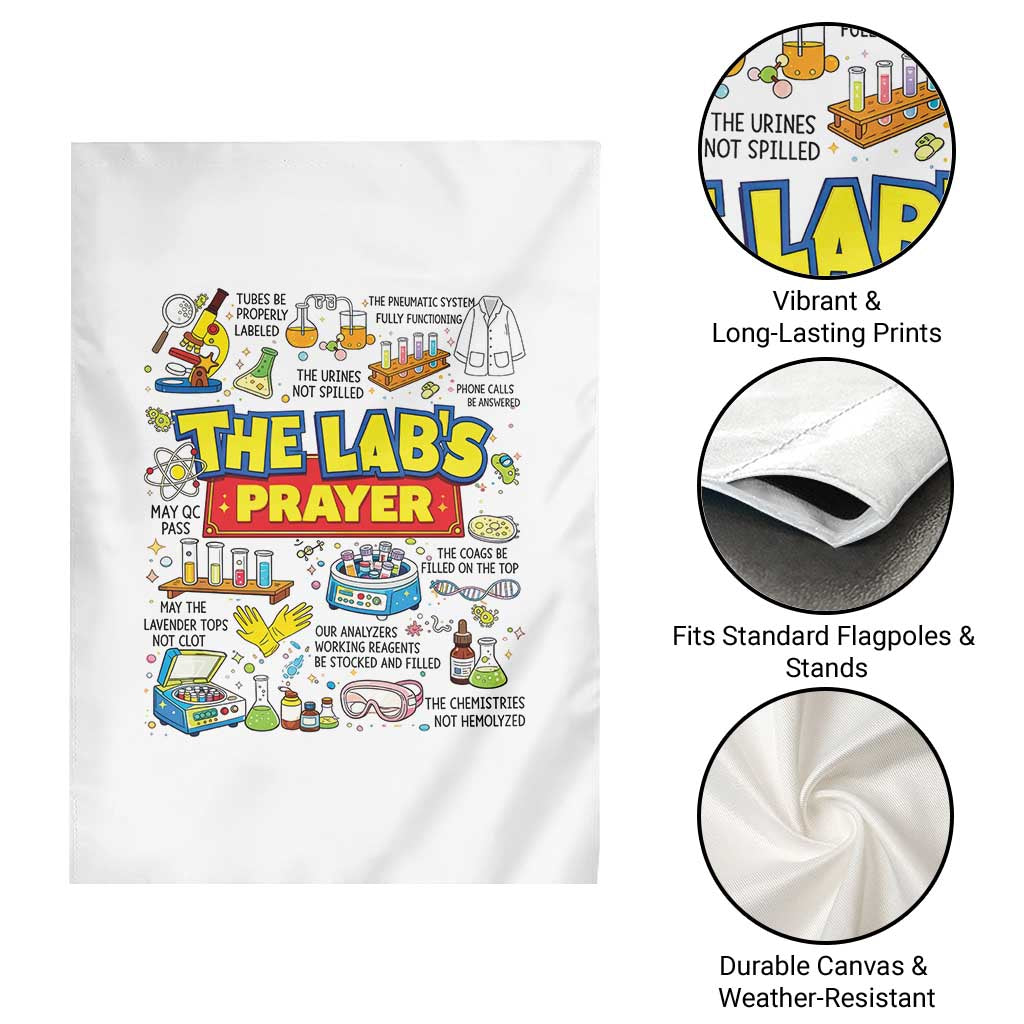 The Lab’s Prayer Funny Lab Week 2026 Garden Flag Medical Laboratory Scientist Humor Gift for Lab Techs