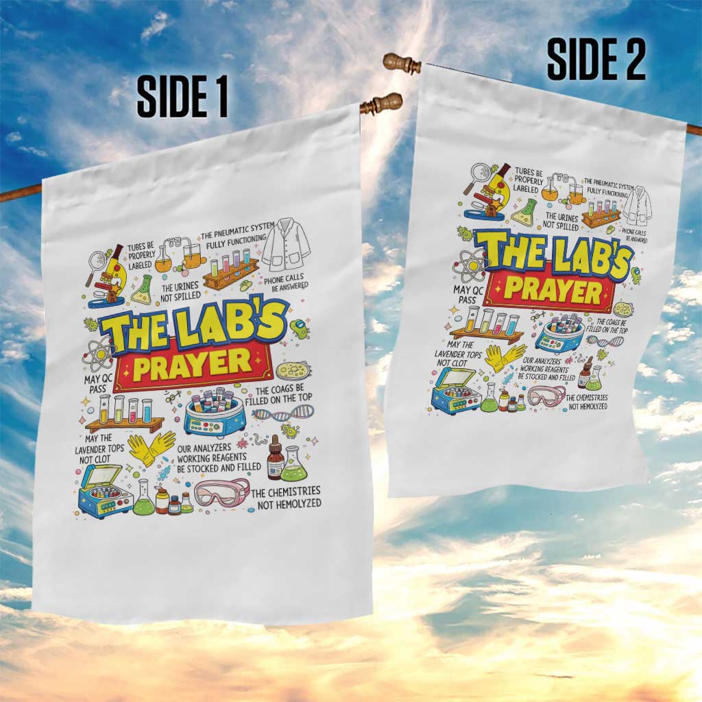 The Lab’s Prayer Funny Lab Week 2026 Garden Flag Medical Laboratory Scientist Humor Gift for Lab Techs