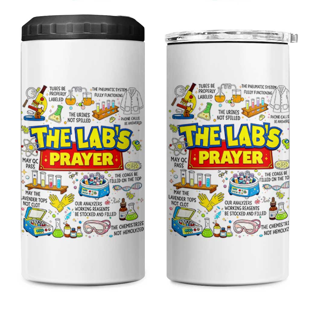 The Lab’s Prayer Funny Lab Week 2026 4 in 1 Can Cooler Tumbler Medical Laboratory Scientist Humor Gift for Lab Techs