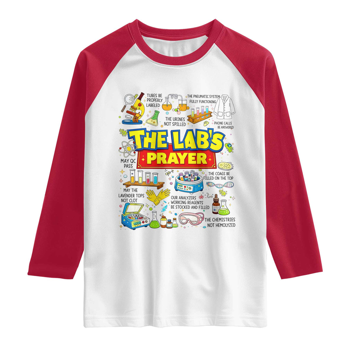 The Lab’s Prayer Funny Lab Week 2026 Raglan Shirt Medical Laboratory Scientist Humor Gift for Lab Techs