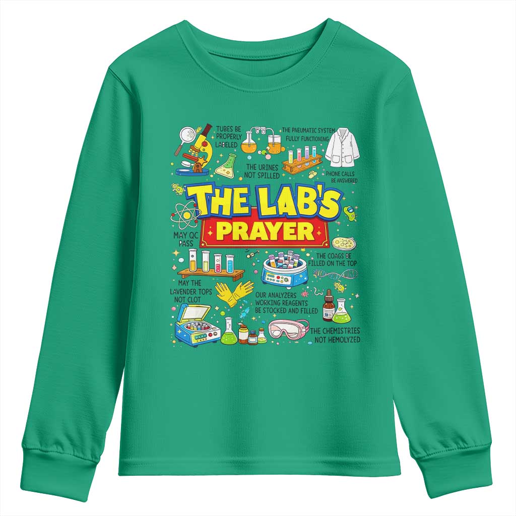 The Lab’s Prayer Funny Lab Week 2026 Youth Sweatshirt Medical Laboratory Scientist Humor Gift for Lab Techs