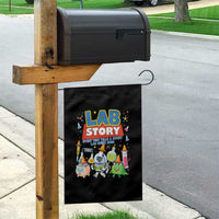 Lab Story Every Test Tells a Story Lab Week 2026 Garden Flag Science Characters Lab Techs Medical Laboratory