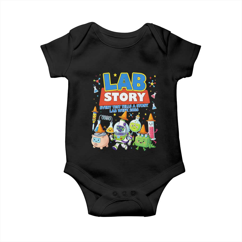 Lab Story Every Test Tells a Story Lab Week 2026 Baby Onesie Science Characters Lab Techs Medical Laboratory