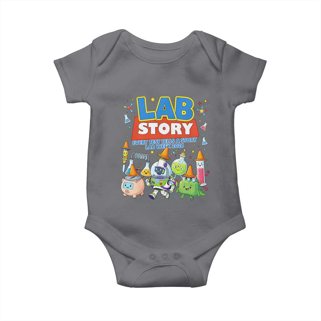Lab Story Every Test Tells a Story Lab Week 2026 Baby Onesie Science Characters Lab Techs Medical Laboratory