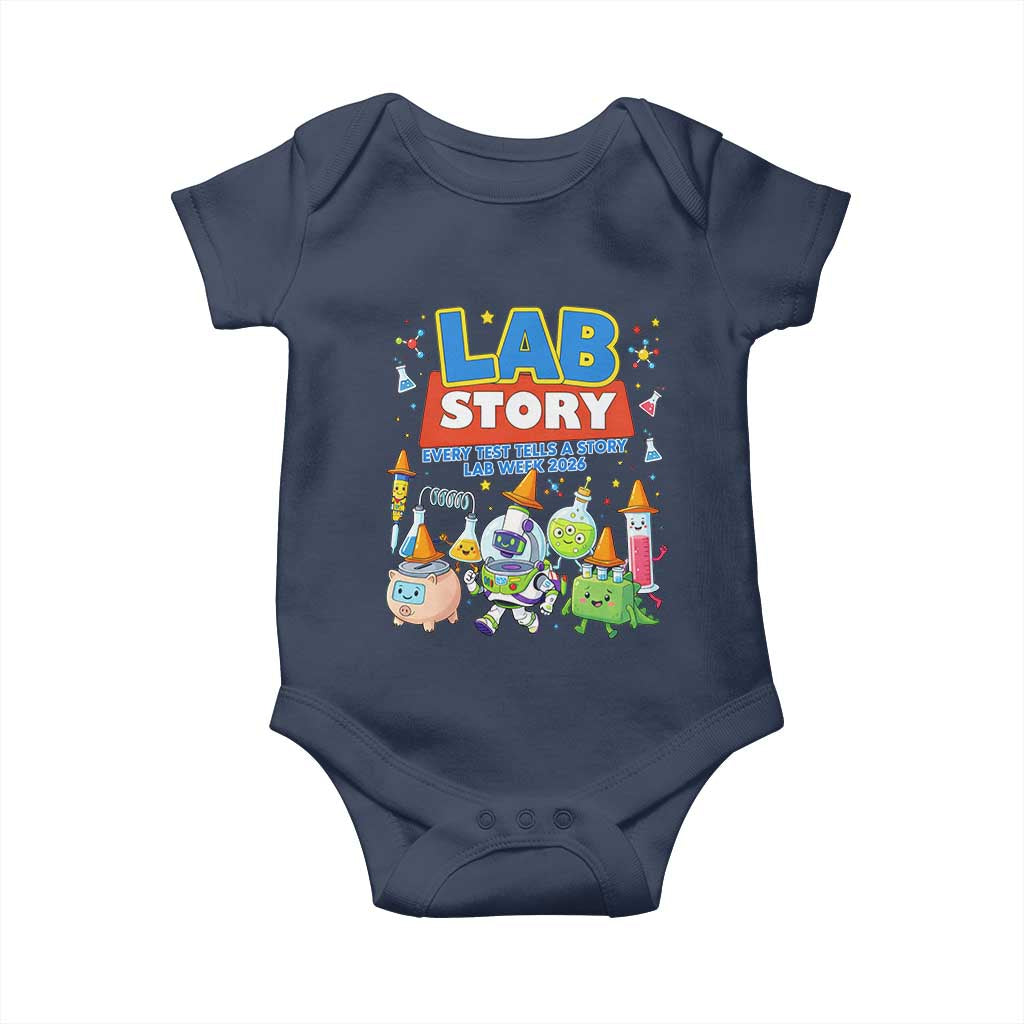 Lab Story Every Test Tells a Story Lab Week 2026 Baby Onesie Science Characters Lab Techs Medical Laboratory