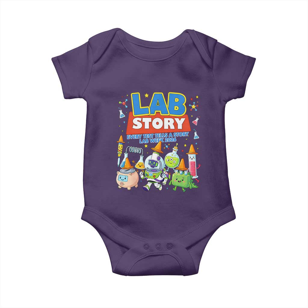 Lab Story Every Test Tells a Story Lab Week 2026 Baby Onesie Science Characters Lab Techs Medical Laboratory