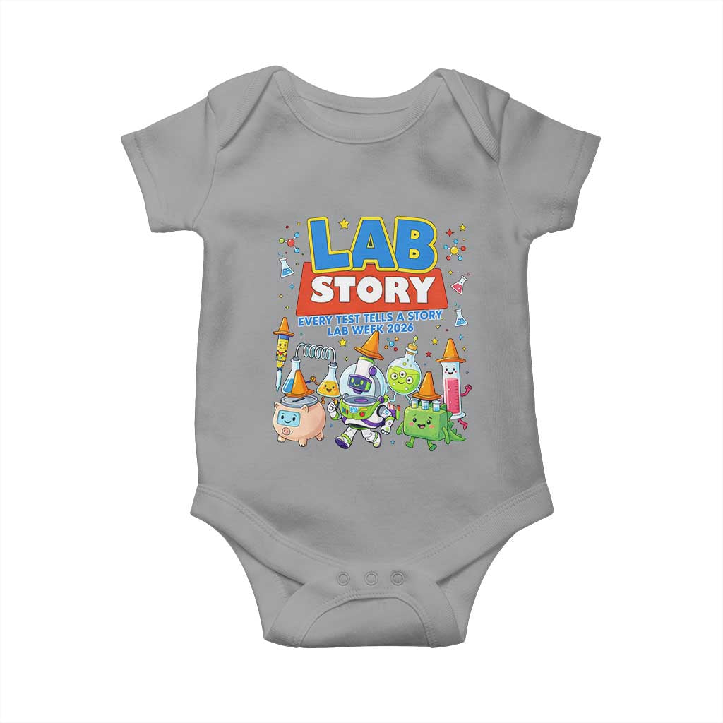 Lab Story Every Test Tells a Story Lab Week 2026 Baby Onesie Science Characters Lab Techs Medical Laboratory