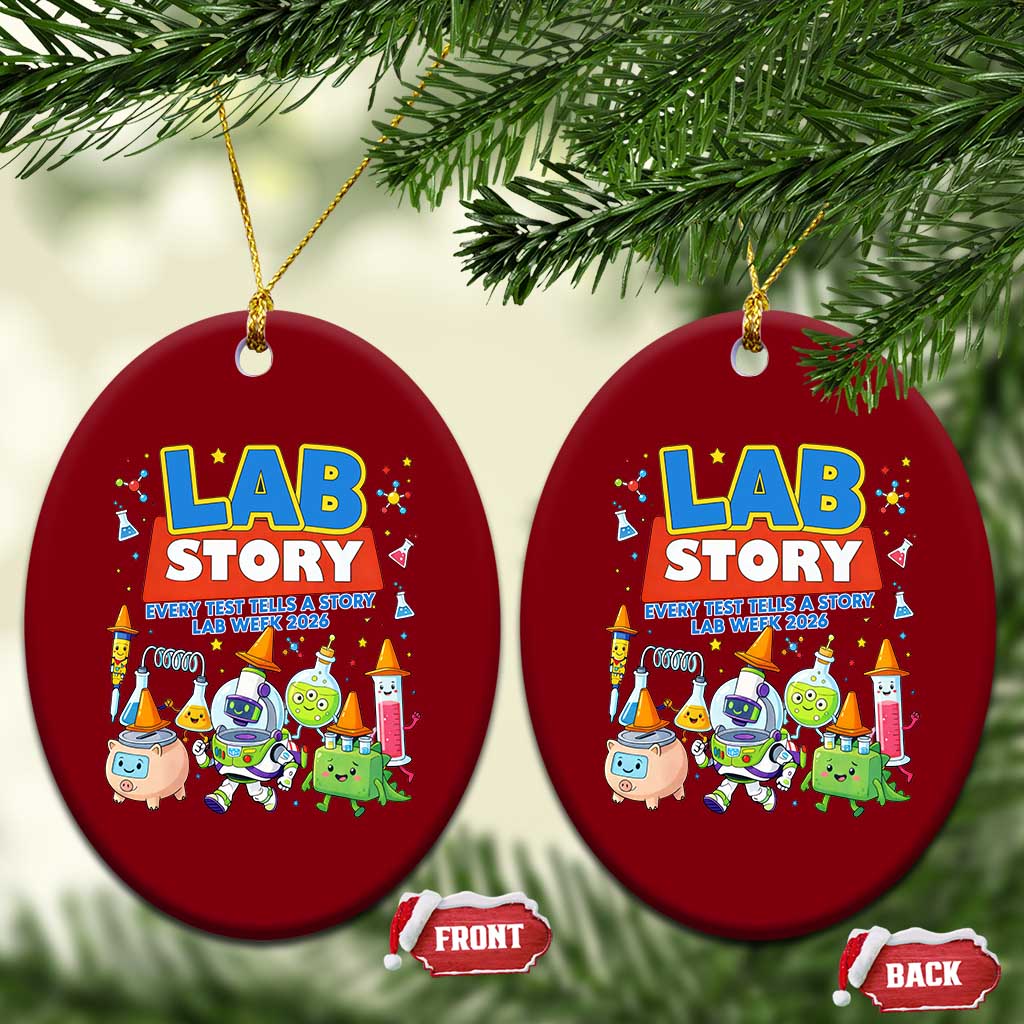 Lab Story Every Test Tells a Story Lab Week 2026 Ceramic Ornament Science Characters Lab Techs Medical Laboratory