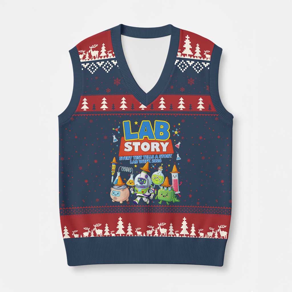 Lab Story Every Test Tells a Story Lab Week 2026 V-Neck Knit Sweater Vest Science Characters Lab Techs Medical Laboratory