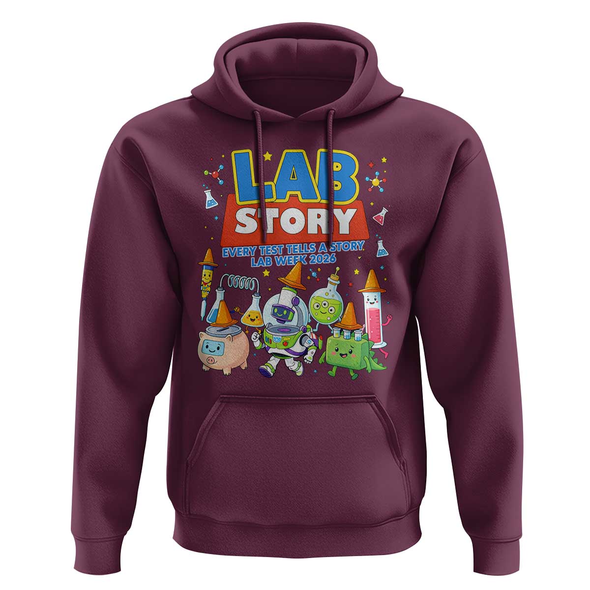 Lab Story Every Test Tells a Story Lab Week 2026 Hoodie Science Characters Lab Techs Medical Laboratory
