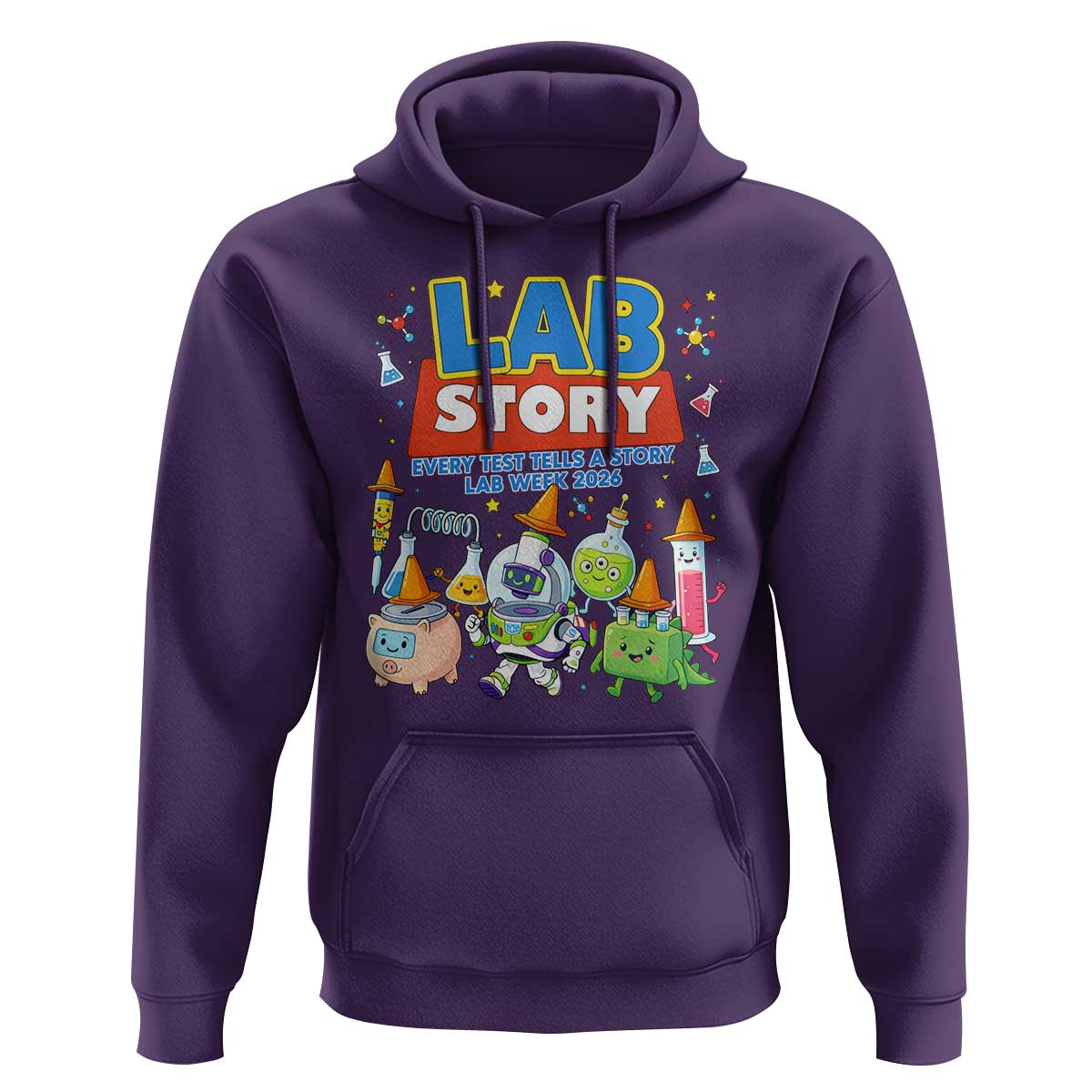 Lab Story Every Test Tells a Story Lab Week 2026 Hoodie Science Characters Lab Techs Medical Laboratory