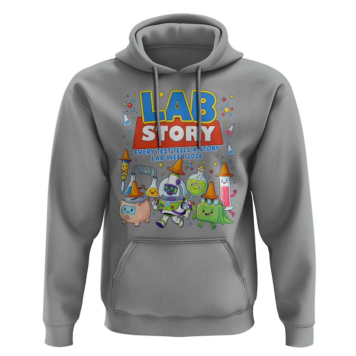 Lab Story Every Test Tells a Story Lab Week 2026 Hoodie Science Characters Lab Techs Medical Laboratory