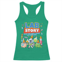 Lab Story Every Test Tells a Story Lab Week 2026 Racerback Tank Top Science Characters Lab Techs Medical Laboratory