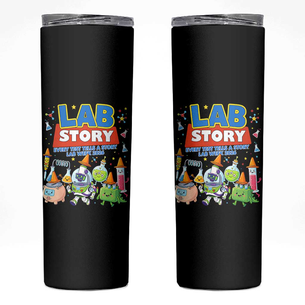 Lab Story Every Test Tells a Story Lab Week 2026 Skinny Tumbler Science Characters Lab Techs Medical Laboratory