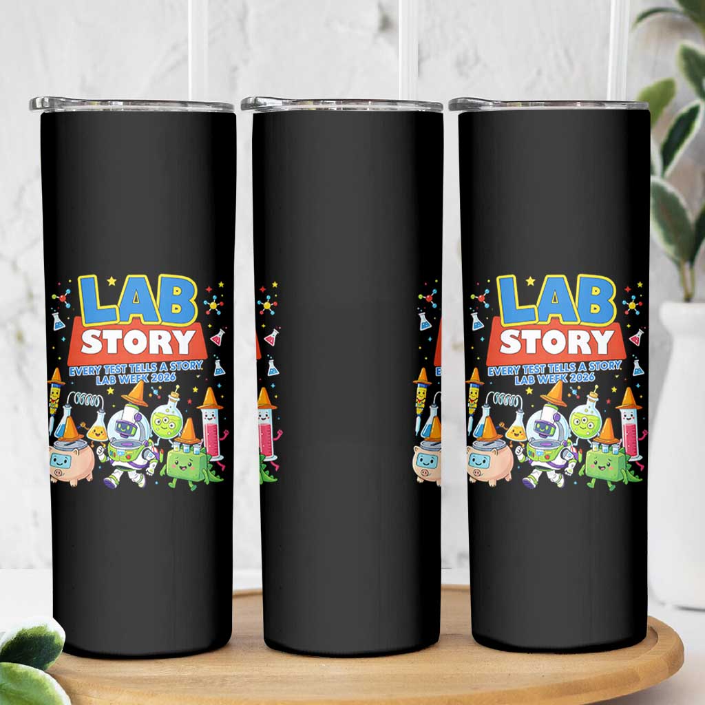 Lab Story Every Test Tells a Story Lab Week 2026 Skinny Tumbler Science Characters Lab Techs Medical Laboratory