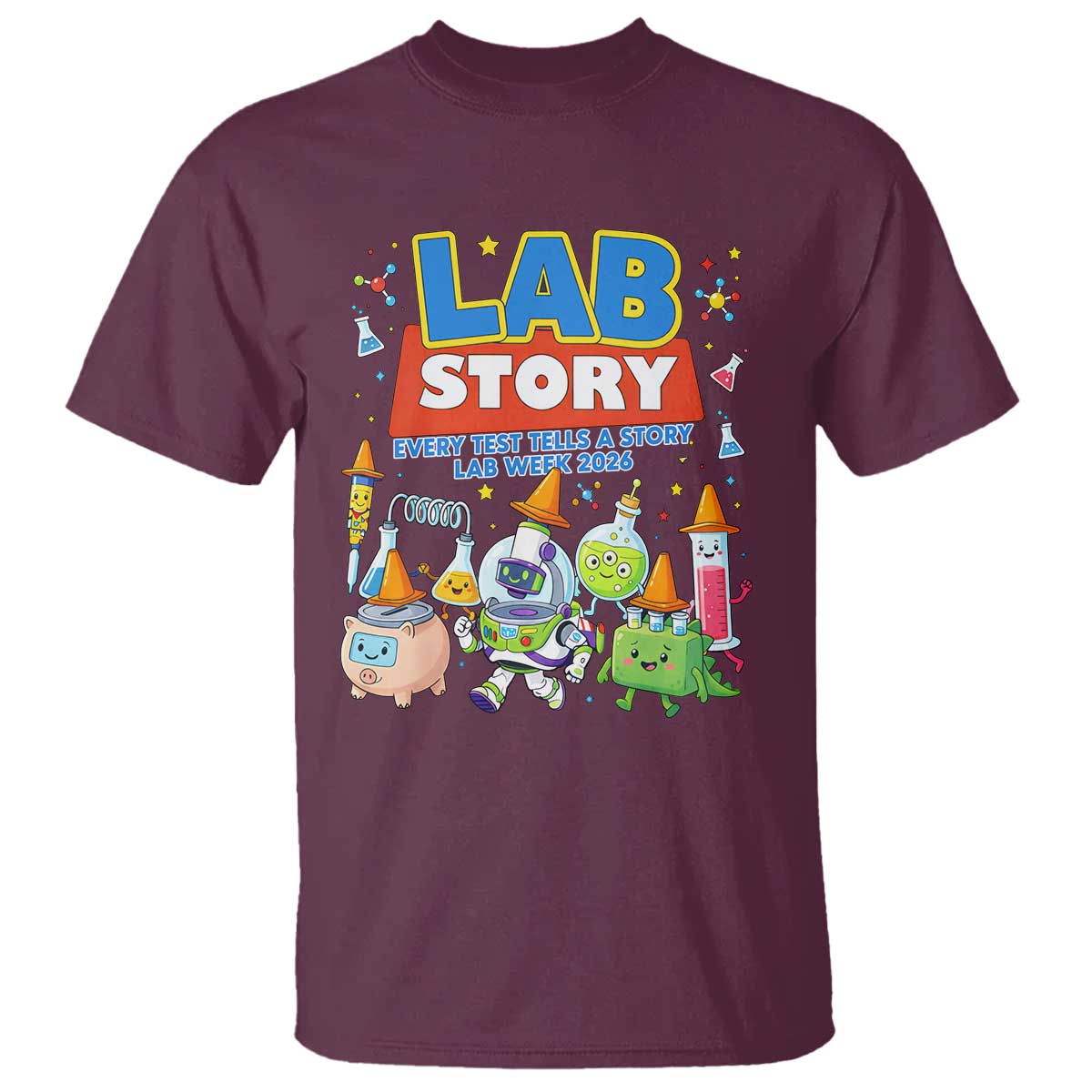 Lab Story Every Test Tells a Story Lab Week 2026 T Shirt Science Characters Lab Techs Medical Laboratory