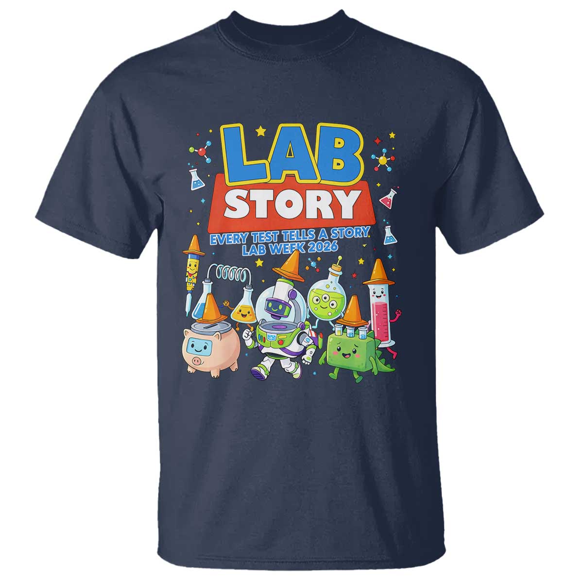 Lab Story Every Test Tells a Story Lab Week 2026 T Shirt Science Characters Lab Techs Medical Laboratory