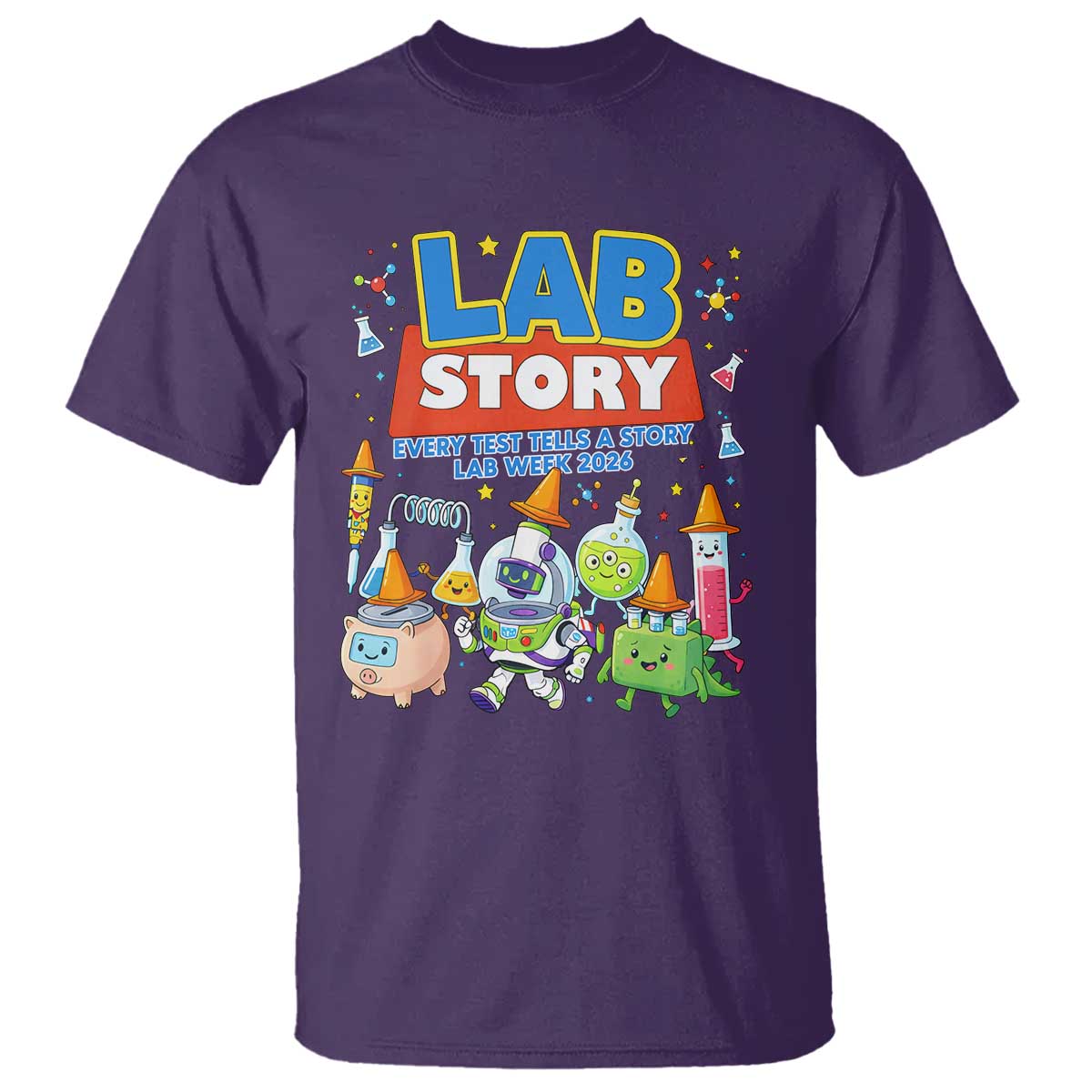 Lab Story Every Test Tells a Story Lab Week 2026 T Shirt Science Characters Lab Techs Medical Laboratory