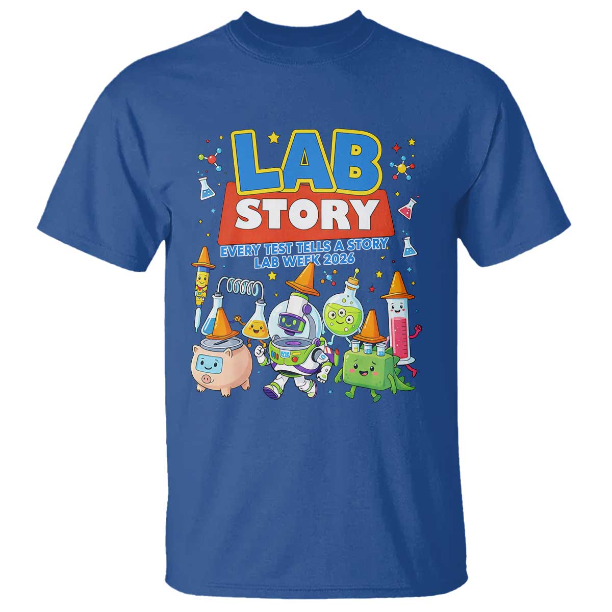 Lab Story Every Test Tells a Story Lab Week 2026 T Shirt Science Characters Lab Techs Medical Laboratory