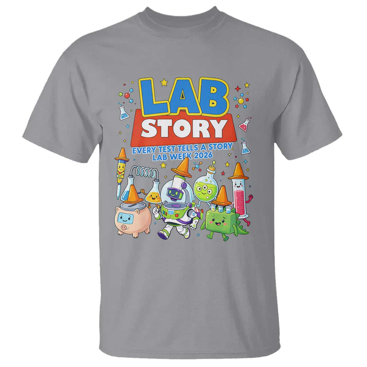 Lab Story Every Test Tells a Story Lab Week 2026 T Shirt Science Characters Lab Techs Medical Laboratory