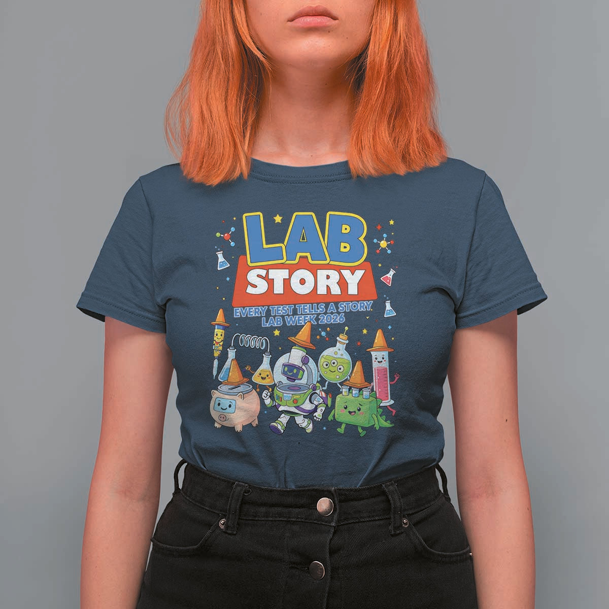 Lab Story Every Test Tells a Story Lab Week 2026 T Shirt For Women Science Characters Lab Techs Medical Laboratory