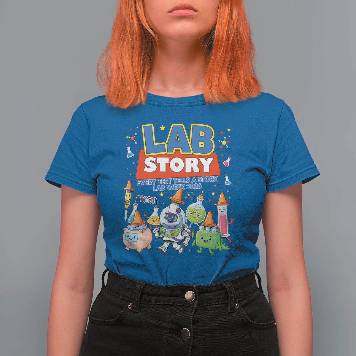 Lab Story Every Test Tells a Story Lab Week 2026 T Shirt For Women Science Characters Lab Techs Medical Laboratory