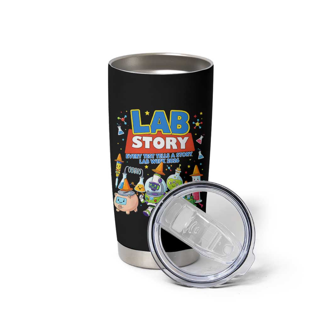 Lab Story Every Test Tells a Story Lab Week 2026 Tumbler Cup Science Characters Lab Techs Medical Laboratory