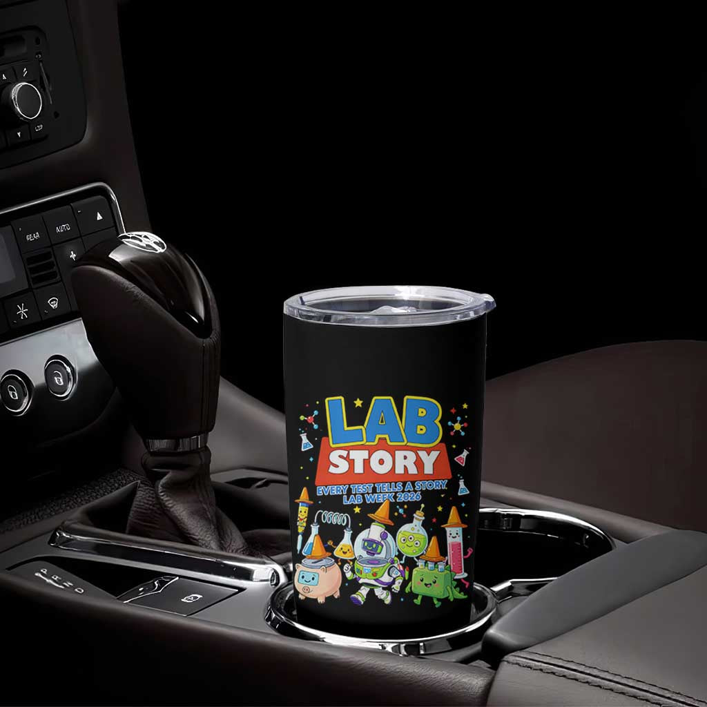 Lab Story Every Test Tells a Story Lab Week 2026 Tumbler Cup Science Characters Lab Techs Medical Laboratory