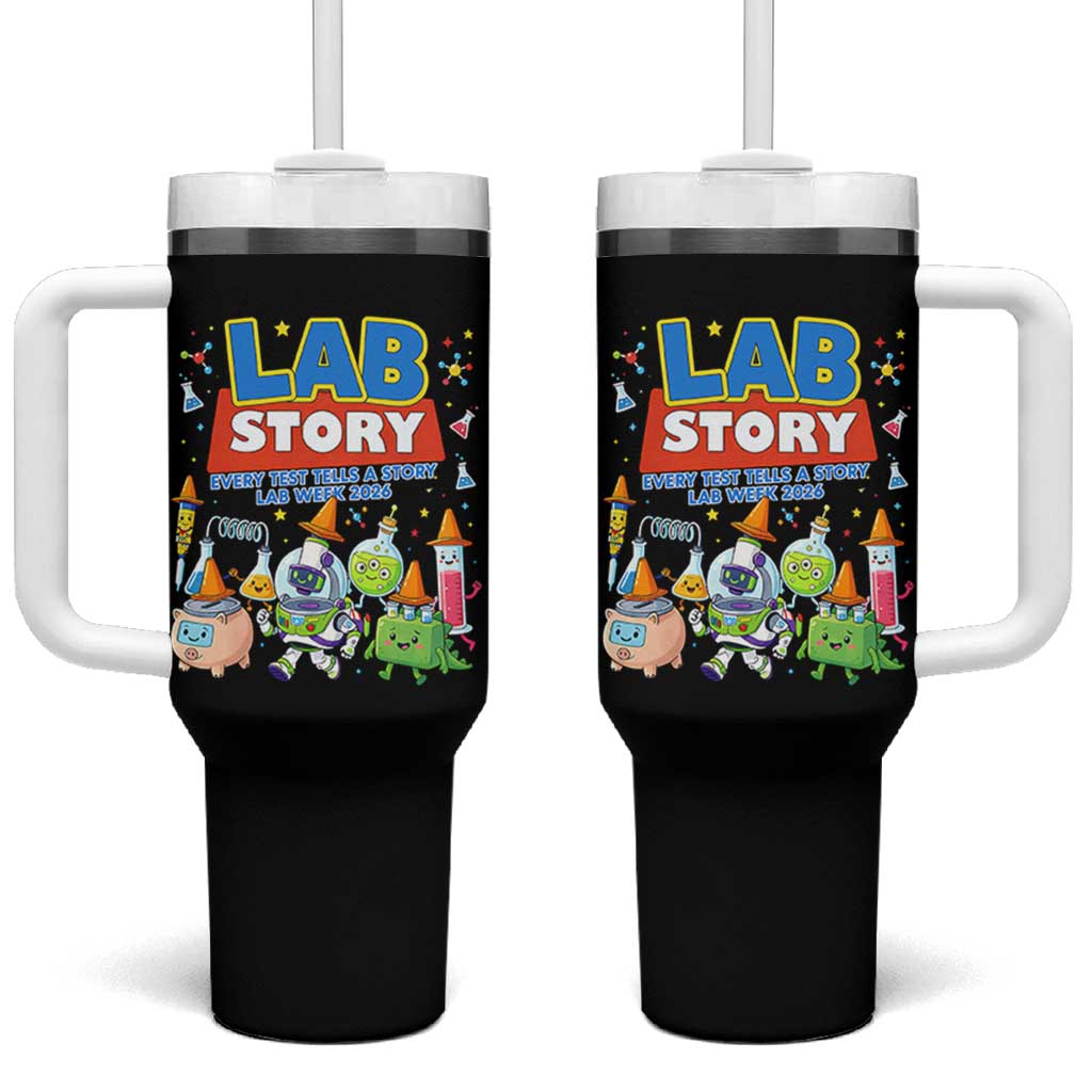 Lab Story Every Test Tells a Story Lab Week 2026 Tumbler With Handle Science Characters Lab Techs Medical Laboratory