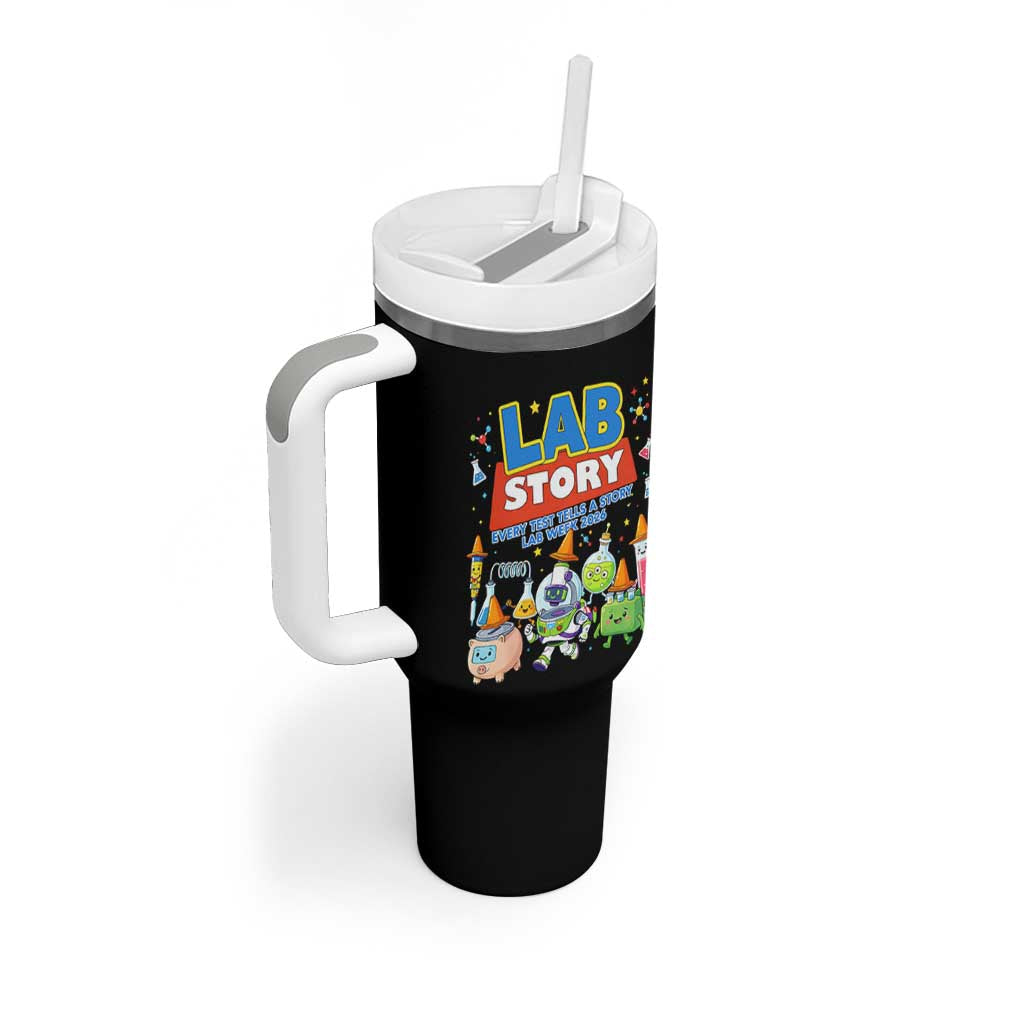 Lab Story Every Test Tells a Story Lab Week 2026 Tumbler With Handle Science Characters Lab Techs Medical Laboratory