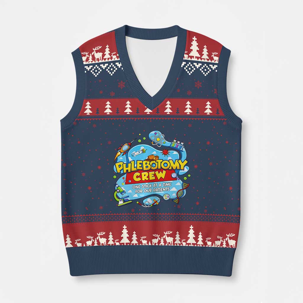 Phlebotomy Crew Lab Week 2026 V-Neck Knit Sweater Vest One Stick At A Time Funny Phlebotomist Healthcare Lab