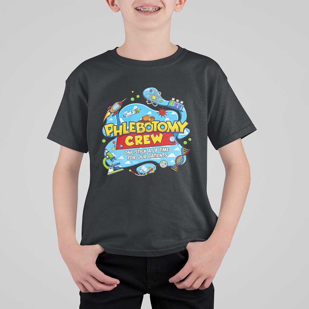 Phlebotomy Crew Lab Week 2026 T Shirt For Kid One Stick At A Time Funny Phlebotomist Healthcare Lab