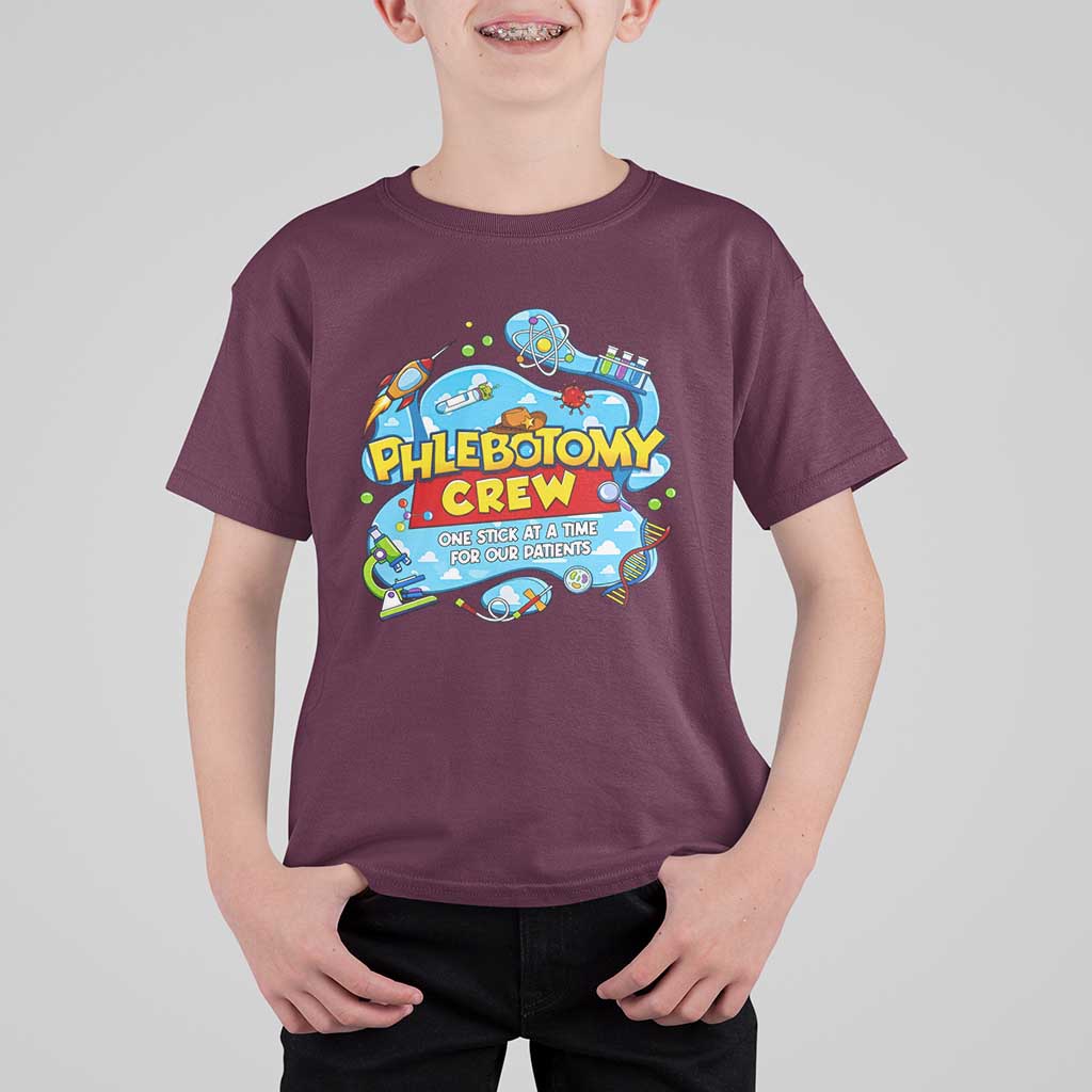 Phlebotomy Crew Lab Week 2026 T Shirt For Kid One Stick At A Time Funny Phlebotomist Healthcare Lab