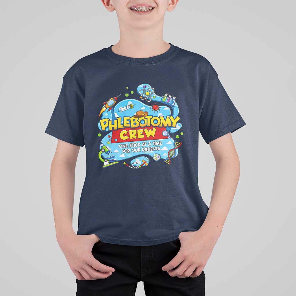Phlebotomy Crew Lab Week 2026 T Shirt For Kid One Stick At A Time Funny Phlebotomist Healthcare Lab
