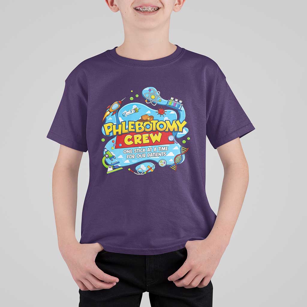 Phlebotomy Crew Lab Week 2026 T Shirt For Kid One Stick At A Time Funny Phlebotomist Healthcare Lab