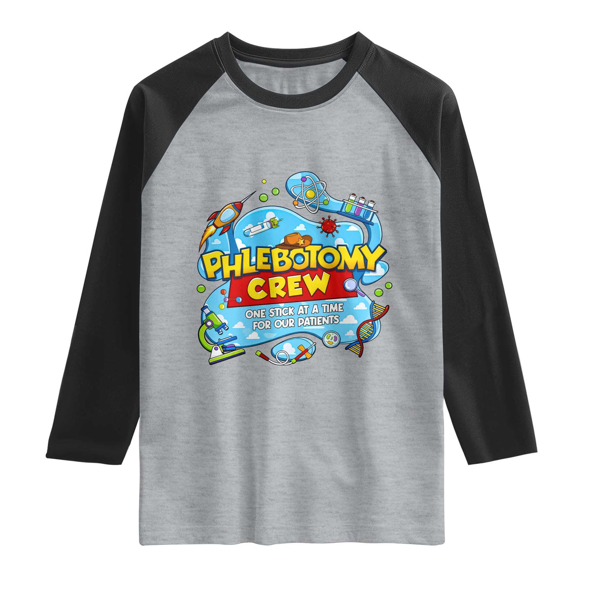 Phlebotomy Crew Lab Week 2026 Raglan Shirt One Stick At A Time Funny Phlebotomist Healthcare Lab