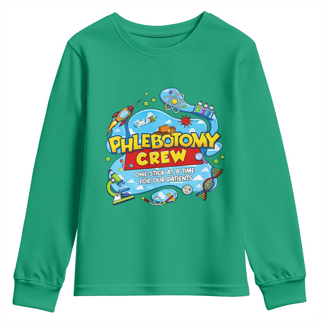 Phlebotomy Crew Lab Week 2026 Youth Sweatshirt One Stick At A Time Funny Phlebotomist Healthcare Lab