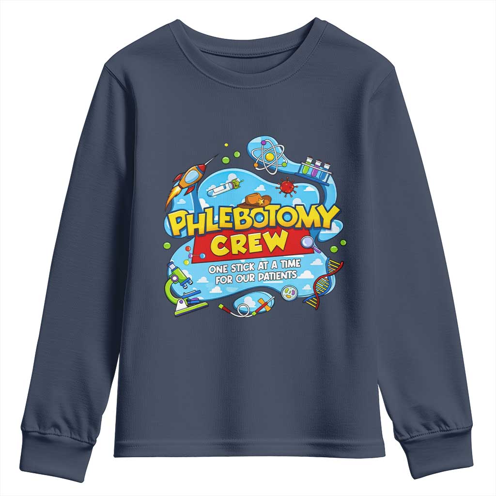 Phlebotomy Crew Lab Week 2026 Youth Sweatshirt One Stick At A Time Funny Phlebotomist Healthcare Lab